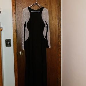 Long sleeve embellished jersey gown